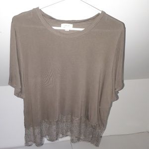 Wilfred Aritzia Bourdon Lace Cropped Tee Sz L